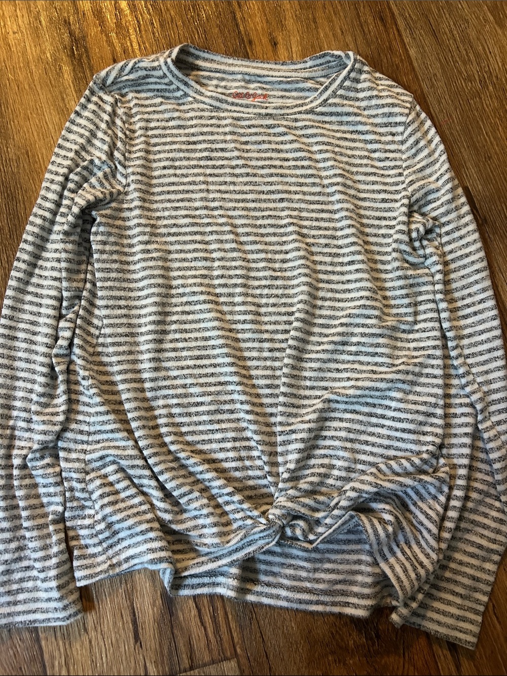 Cat & Jack White and Gray Striped Long Sleeve Top